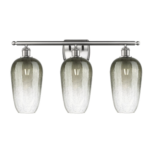 Innovations Brookhaven Flute 27in 3-Light Bath Vanity Light | Industrial Brushed Satin Nickel and Slate Glass | Bathroom Vanity | Model 516-3W-SN-G484-7SL