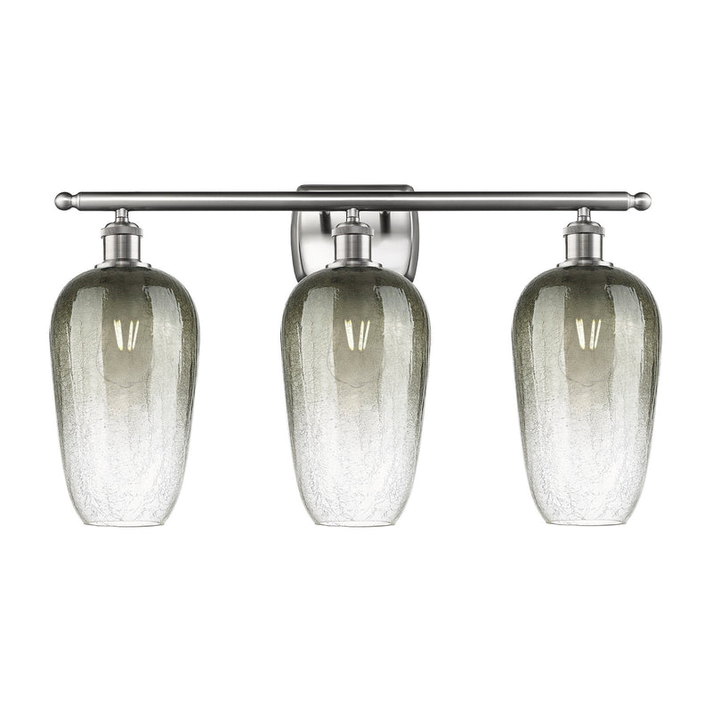 Innovations Brookhaven Flute 27in 3-Light Bath Vanity Light | Industrial Brushed Satin Nickel and Slate Glass | Bathroom Vanity | Model 516-3W-SN-G484-7SL