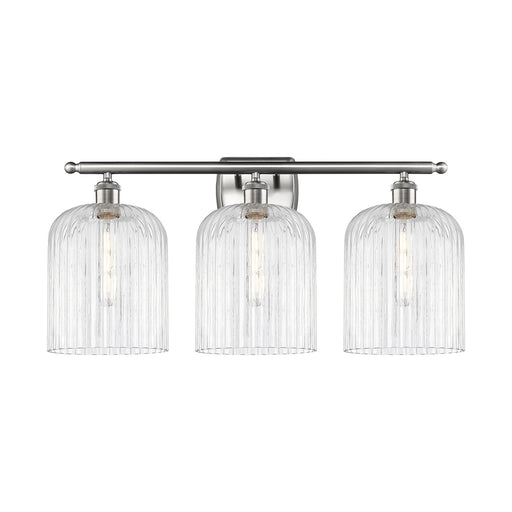 Innovations Bridal Veil 25in 3-Light Bath Vanity | Art Nouveau Industrial Brushed Satin Nickel and Clear Ribbed Glass | Model 516-3W-SN-G559-8CL