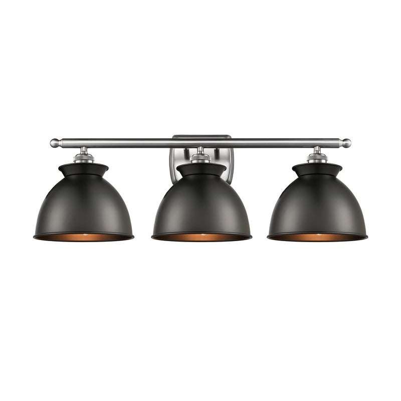 Innovations Adirondack 28in 3-Light Bath Vanity Light | Industrial Farmhouse Brushed Satin Nickel and Matte Black Metal | Kitchen | Model 516-3W-SN-M14-BK