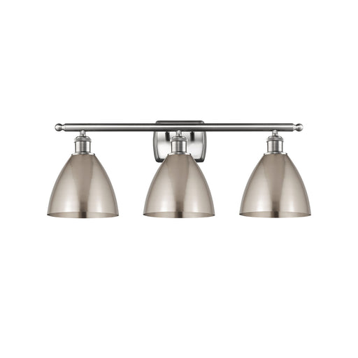 Innovations Bristol 28in 3-Light Bath Vanity Light | Industrial Farmhouse Brushed Satin Nickel Steel and Metal Shade | Model 516-3W-SN-MBD-75-SN