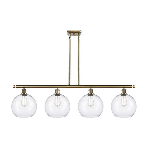 Innovations Athens 48in 4-Light Island Light | Industrial Antique Brass and Clear Glass | Kitchen Island & Dining Room | 48.25 x | Model 516-4I-AB-G122-10