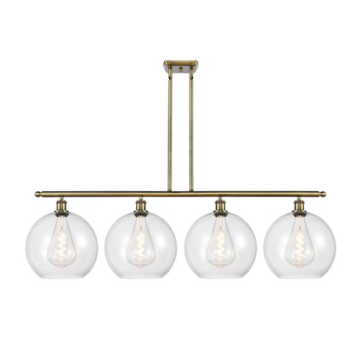 Innovations Athens 50in 4-Light Island Light | Industrial Antique Brass Steel and Clear Glass | Kitchen Island & Dining Room | Model 516-4I-AB-G122-12