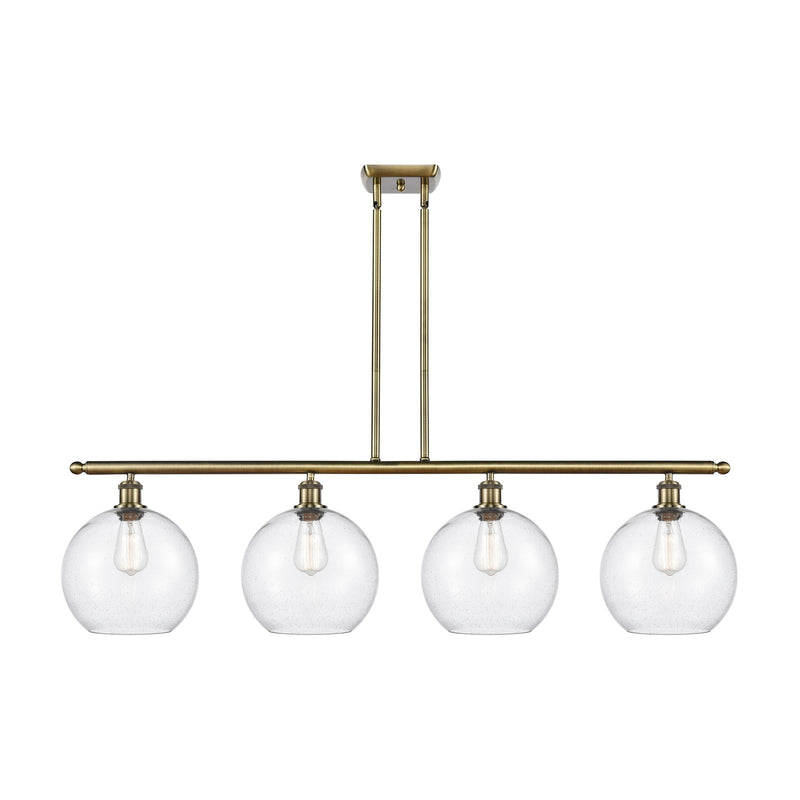 Innovations Athens 48in 4-Light Island Light | Industrial Antique Brass Steel and Seedy Glass | Kitchen Island & Dining Room | Model 516-4I-AB-G124-10