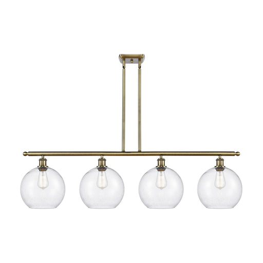 Innovations Athens 48in 4-Light Island Light | Industrial Antique Brass Steel and Seedy Glass | Kitchen Island & Dining Room | Model 516-4I-AB-G124-10