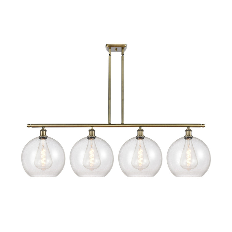Innovations Athens 50in 4-Light Island Light | Industrial Antique Brass Steel and Seedy Glass | Kitchen Island & Dining Room | Model 516-4I-AB-G124-12