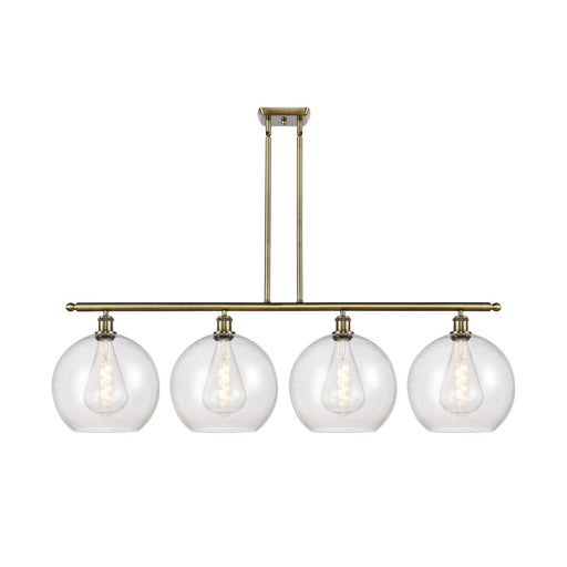 Innovations Athens 50in 4-Light Island Light | Industrial Antique Brass Steel and Seedy Glass | Kitchen Island & Dining Room | Model 516-4I-AB-G124-12