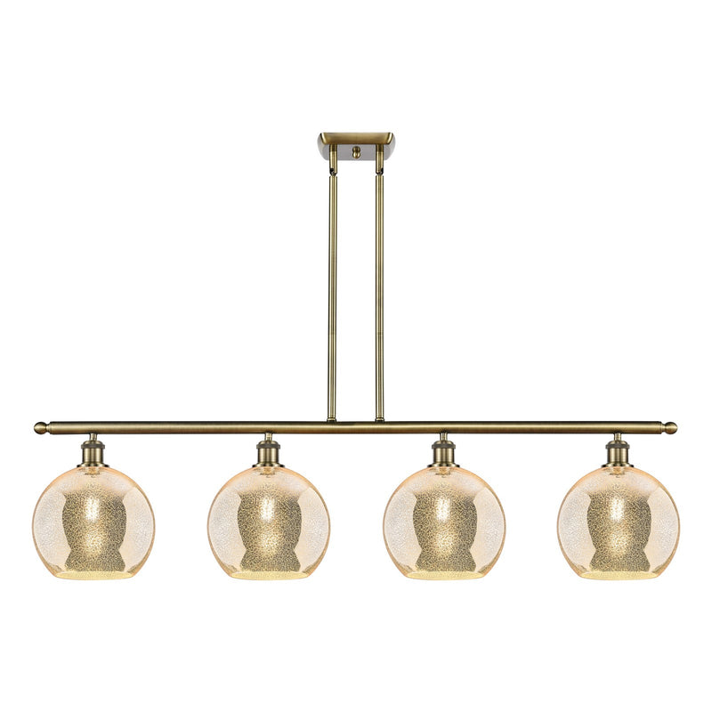 Innovations Athens 48in 4-Light Island Light | Industrial Antique Brass and Mercury Glass | Kitchen Island & Dining Room | 48.25 | Model 516-4I-AB-G128-10