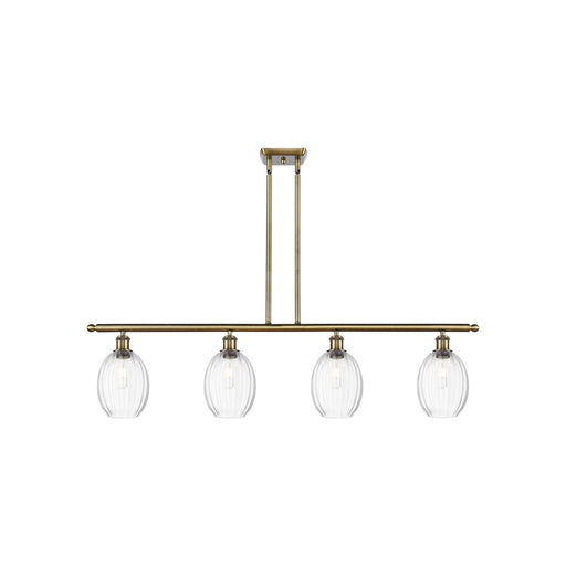 Innovations Preston Bulb 48in 4-Light Island Light | Industrial Antique Brass and Clear Glass | Kitchen Island & Dining Room | Model 516-4I-AB-G459-6CL