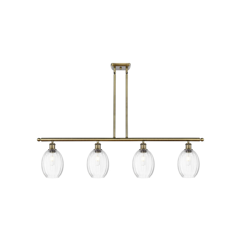 Innovations Preston Bulb 48in 4-Light Island Light | Industrial Antique Brass and Clear Glass | Kitchen Island & Dining Room | Model 516-4I-AB-G459-6CL
