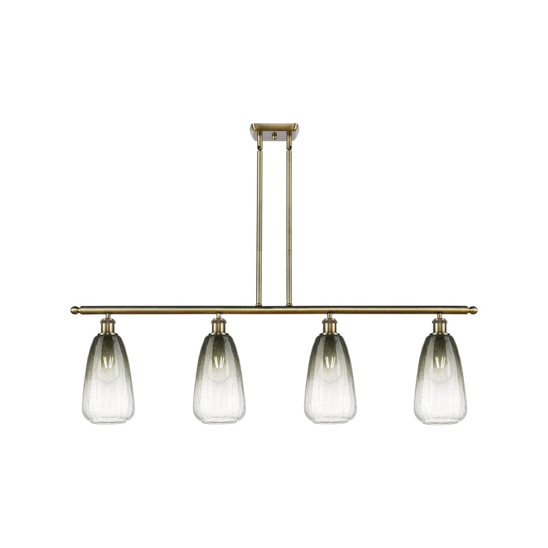 Innovations Brookhaven Almond 48in 4-Light Island Light | Industrial Antique Brass Steel and Slate Glass | Kitchen Island | 48 | Model 516-4I-AB-G480-6SL