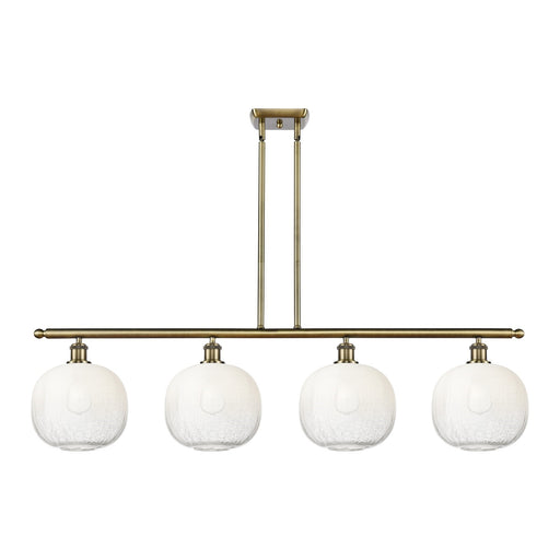 Innovations Brookhaven Sphere 49in 4-Light Island Light | Industrial Antique Brass and Opal Glass | Kitchen Island & Dining | Model 516-4I-AB-G481-10OP