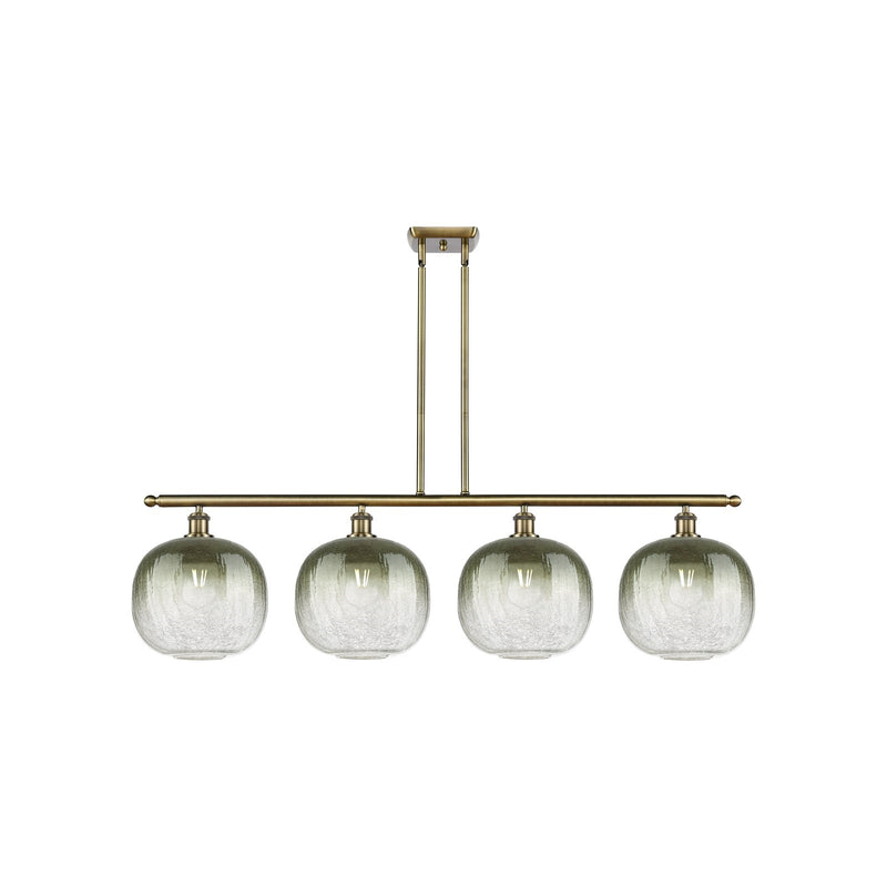 Innovations Brookhaven Sphere 49in 4-Light Island Light | Industrial Antique Brass Steel and Slate Glass | Kitchen Island & | Model 516-4I-AB-G481-10SL