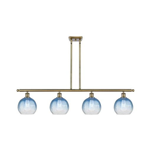 Innovations Brookhaven Globe 48in 4-Light Island Light | Industrial Antique Brass Steel and Sapphire Blue Glass | Kitchen | Model 516-4I-AB-G483-8SB