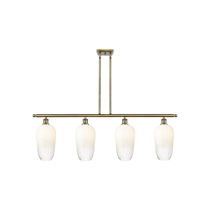 Innovations Brookhaven Flute 48in 4-Light Island Light | Industrial Antique Brass Steel and Opal Glass | Kitchen Island & | Model 516-4I-AB-G484-7OP