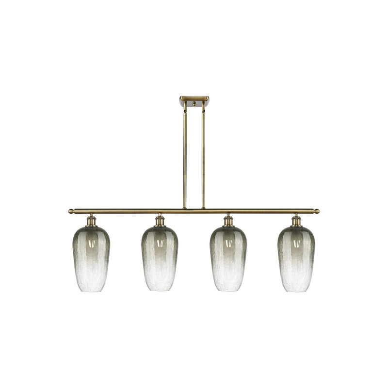 Innovations Brookhaven Flute 48in 4-Light Island Light | Industrial Antique Brass Steel and Slate Glass | Kitchen Island & | Model 516-4I-AB-G484-7SL