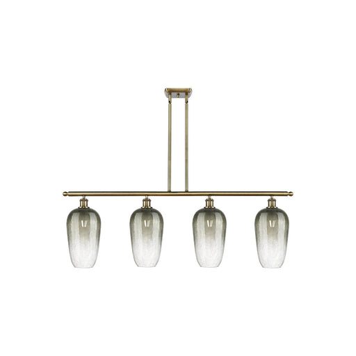 Innovations Brookhaven Flute 48in 4-Light Island Light | Industrial Antique Brass Steel and Slate Glass | Kitchen Island & | Model 516-4I-AB-G484-7SL
