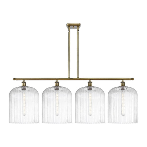 Innovations Bridal Veil 48in 4-Light Island Light | Art Nouveau Antique Brass Steel and Clear Ribbed Glass | Kitchen Island & | Model 516-4I-AB-G559-12CL