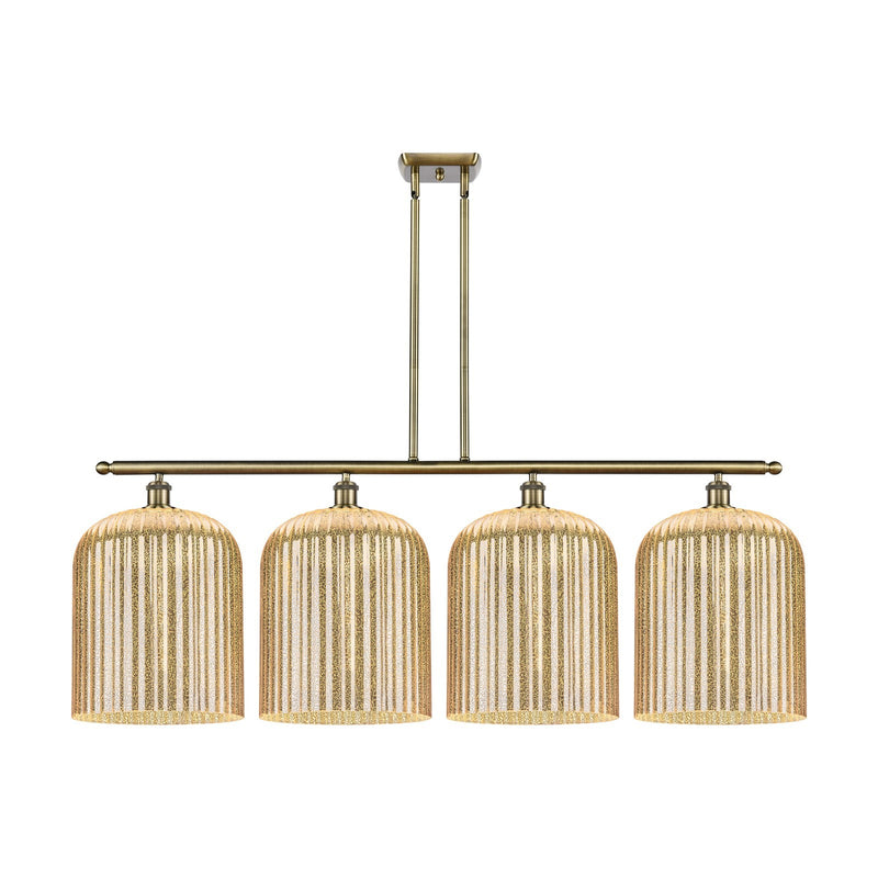 Innovations Bridal Veil 48in 4-Light Island Light | Art Nouveau Antique Brass and Mercury Ribbed Glass | Kitchen Island & | Model 516-4I-AB-G559-12ME