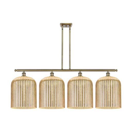 Innovations Bridal Veil 48in 4-Light Island Light | Art Nouveau Antique Brass and Mercury Ribbed Glass | Kitchen Island & | Model 516-4I-AB-G559-12ME