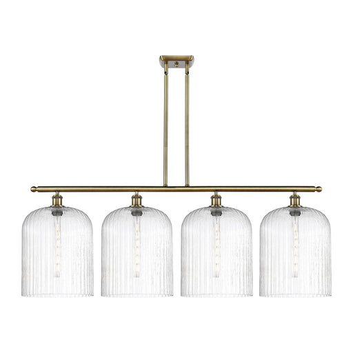 Innovations Bridal Veil 48in 4-Light Island Light | Art Nouveau Antique Brass Steel and Seedy Ribbed Glass | Kitchen Island | Model 516-4I-AB-G559-12SDY