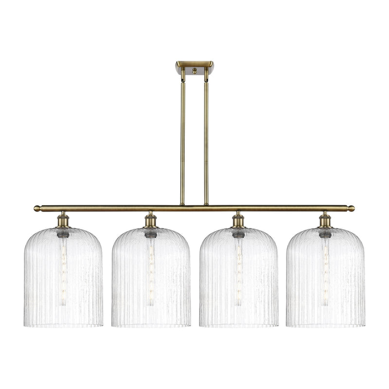 Innovations Bridal Veil 48in 4-Light Island Light | Art Nouveau Antique Brass Steel and Seedy Ribbed Glass | Kitchen Island | Model 516-4I-AB-G559-12SDY