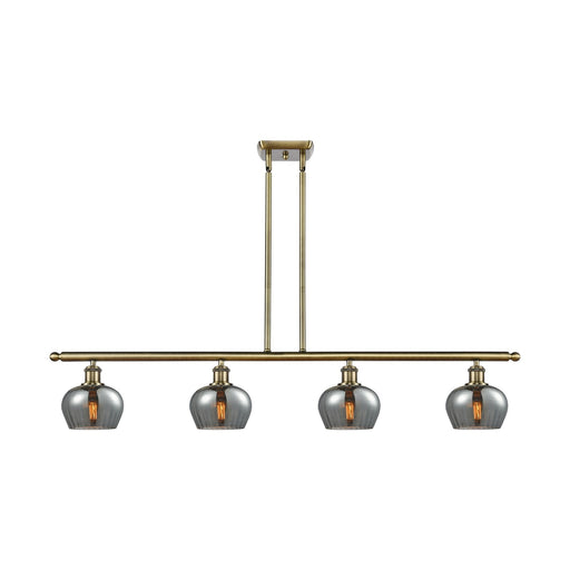 Innovations Fenton 48in 4-Light Island Light | Industrial Antique Brass and Light Smoke Glass | Kitchen Island & Dining Room | 48 x | Model 516-4I-AB-G93
