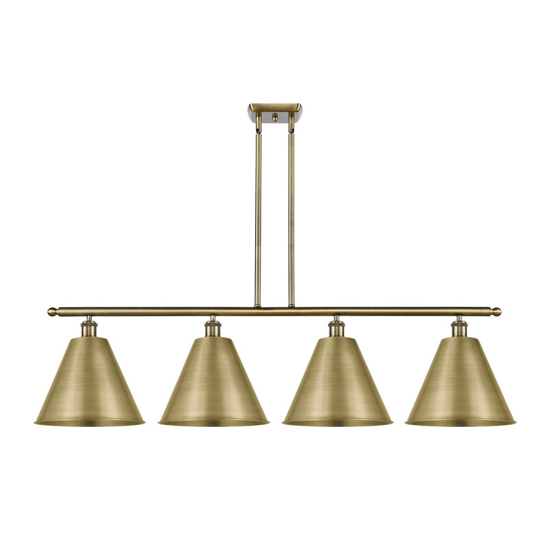 Innovations Berkshire 50in 4-Light Island Light | Industrial Antique Brass Steel and Cast Brass Metal | Kitchen Island & | Model 516-4I-AB-MBC-12-AB