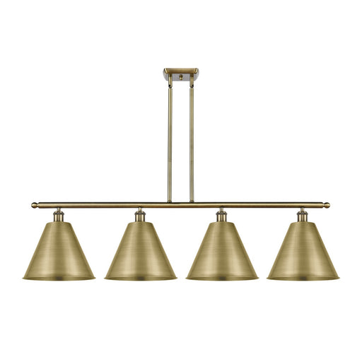 Innovations Berkshire 50in 4-Light Island Light | Industrial Antique Brass Steel and Cast Brass Metal | Kitchen Island & | Model 516-4I-AB-MBC-12-AB
