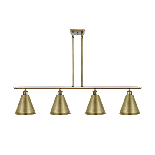Innovations Berkshire 48in 4-Light Island Light | Industrial Antique Brass Steel and Antique Brass Metal Shade | Kitchen Island | Model 516-4I-AB-MBC-8-AB