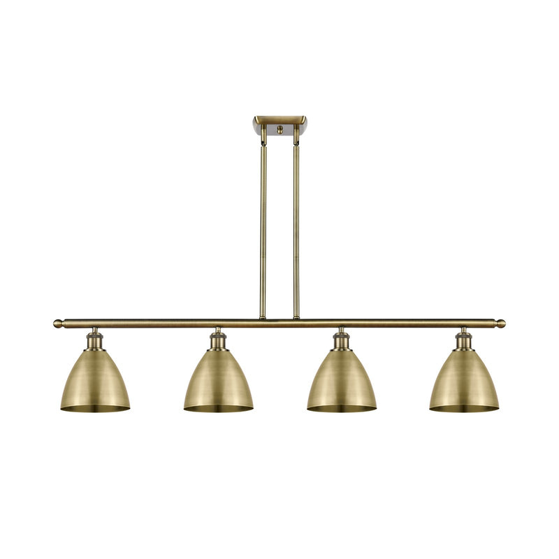 Innovations Bristol 48in 4-Light Island Light | Industrial Antique Brass Steel and Antique Brass Metal Shade | Kitchen | Model 516-4I-AB-MBD-75-AB-LED