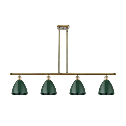 Innovations Plymouth 48in 4-Light Island Light | Industrial Antique Brass and Matte Green Metal | Kitchen Island | 48 x 10 | Model 516-4I-AB-MBD-75-GR-LED