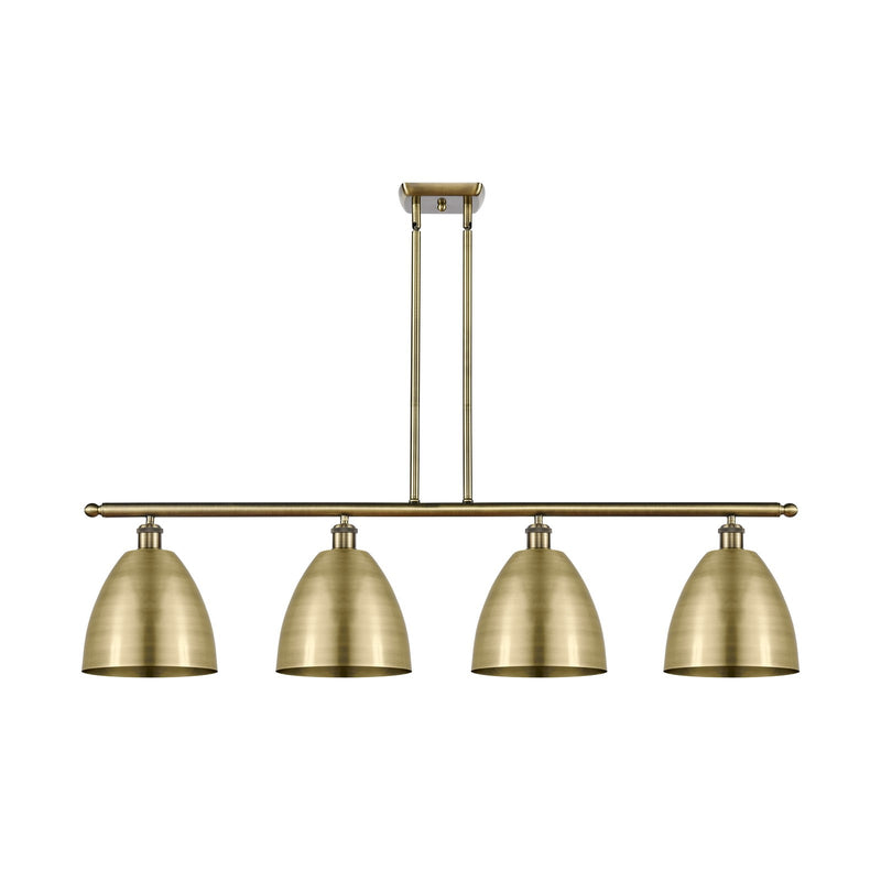 Innovations Bristol 48in 4-Light Island Light | Industrial Farmhouse Antique Brass Steel and Cast Brass with Antique Brass | Model 516-4I-AB-MBD-9-AB-LED