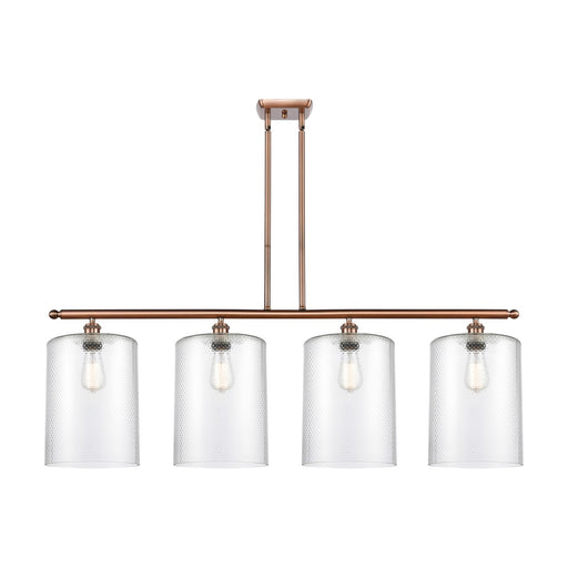 Innovations Cobbleskill 48in 4-Light Island Light | Industrial Antique Copper Steel and Clear Glass | Kitchen Island & Dining | Model 516-4I-AC-G112-L