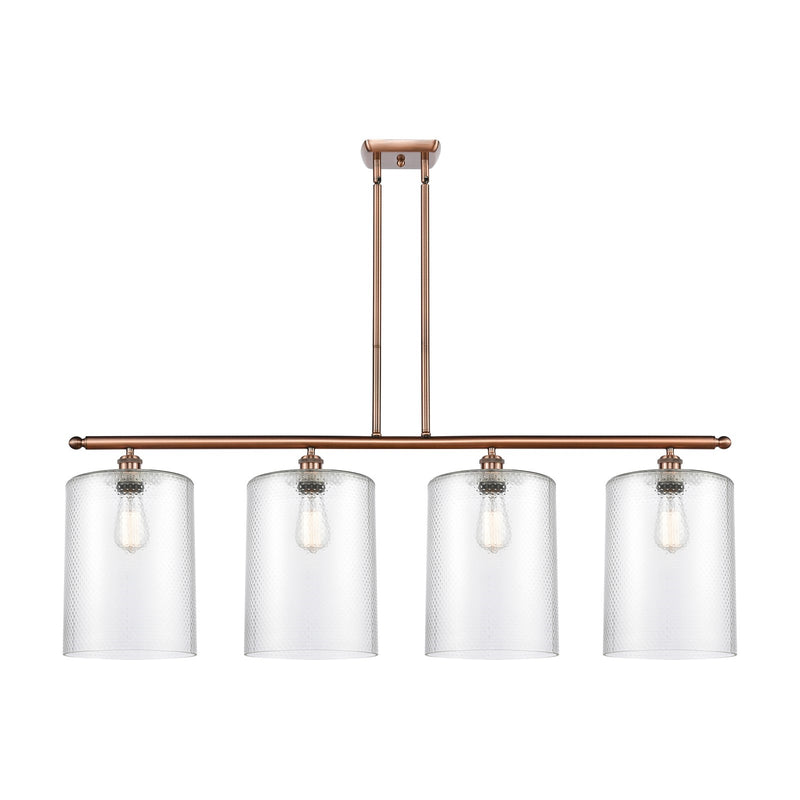 Innovations Cobbleskill 48in 4-Light Island Light | Industrial Antique Copper Steel and Clear Glass | Kitchen Island & Dining | Model 516-4I-AC-G112-L