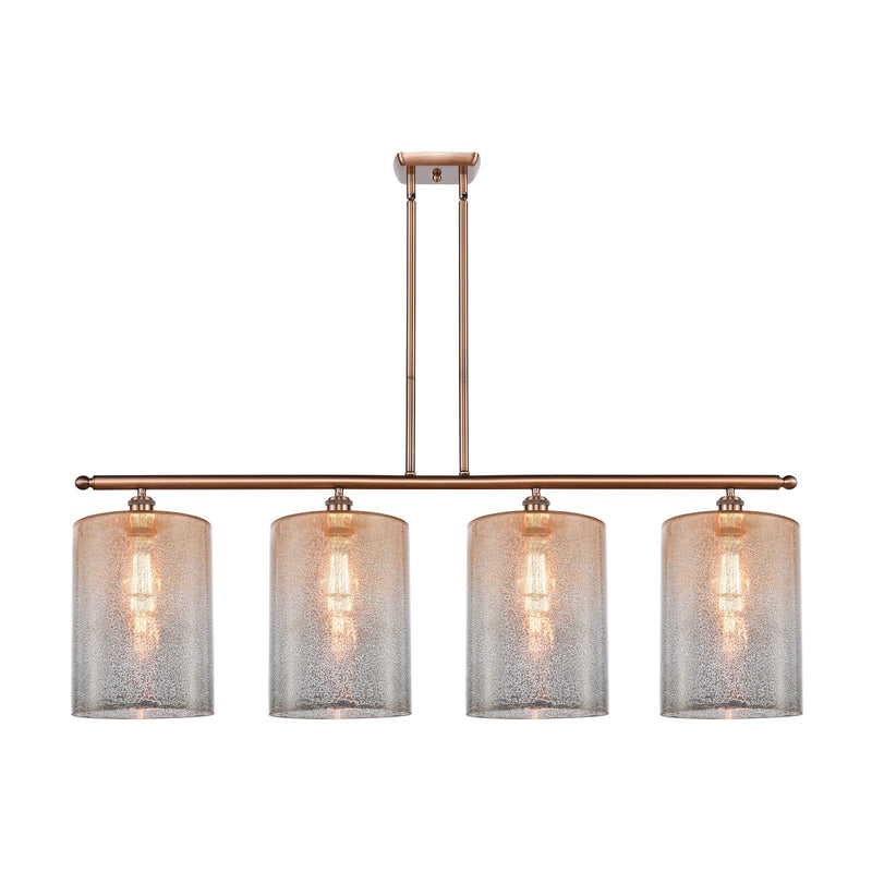 Innovations Cobbleskill 48in 4-Light Island Light | Art Nouveau Industrial Antique Copper Steel and Mercury Glass | Kitchen | Model 516-4I-AC-G116-L