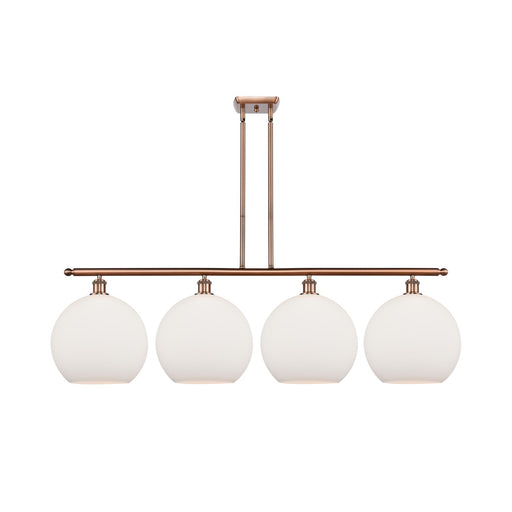 Innovations Athens 50in 4-Light Island Light | Industrial Antique Copper Steel and Matte White Glass | Kitchen Island & Dining | Model 516-4I-AC-G121-12