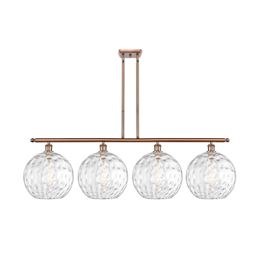 Innovations Athens 50in 4-Light Island Light | Industrial Antique Copper and Clear Water Glass | Kitchen Island & Dining Room | Model 516-4I-AC-G1215-12