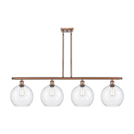 Innovations Athens 48in 4-Light Island Light | Industrial Antique Copper Steel and Seedy Glass | Kitchen Island | 48.25 x 12.5 in | Model 516-4I-AC-G124-10