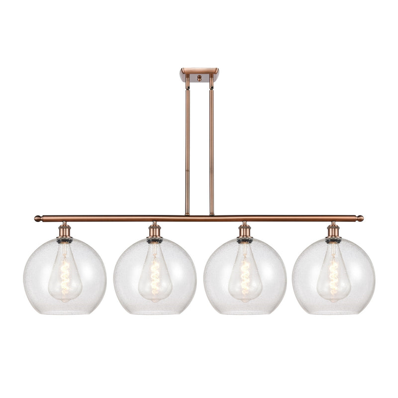 Innovations Athens 50in 4-Light Island Light | Industrial Antique Copper Steel and Seedy Glass | Kitchen Island & Dining Room | Model 516-4I-AC-G124-12