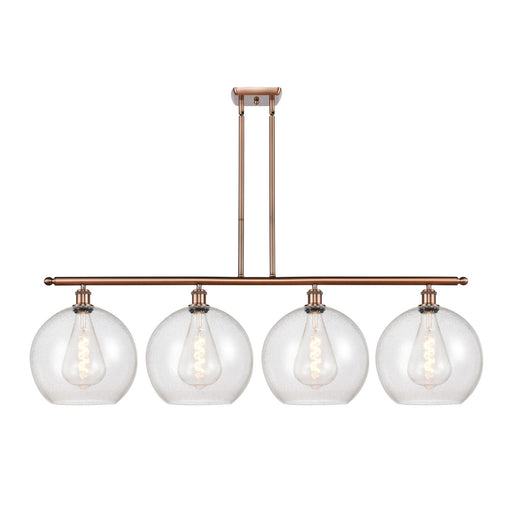 Innovations Athens 50in 4-Light Island Light | Industrial Antique Copper Steel and Seedy Glass | Kitchen Island & Dining Room | Model 516-4I-AC-G124-12