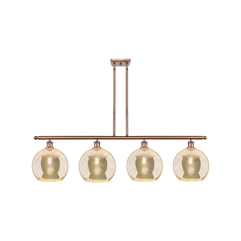 Innovations Athens 48in 4-Light Island Light | Industrial Antique Copper Steel and Mercury Glass | Kitchen Island & Dining Room | Model 516-4I-AC-G128-10