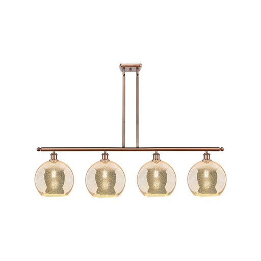 Innovations Athens 48in 4-Light Island Light | Industrial Antique Copper Steel and Mercury Glass | Kitchen Island & Dining Room | Model 516-4I-AC-G128-10