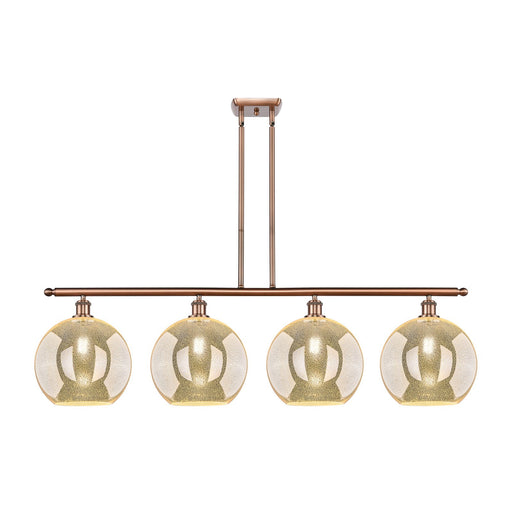 Innovations Athens 50in 4-Light Island Light | Industrial Antique Copper Steel and Mercury Glass | Kitchen Island & Dining Room | Model 516-4I-AC-G128-12