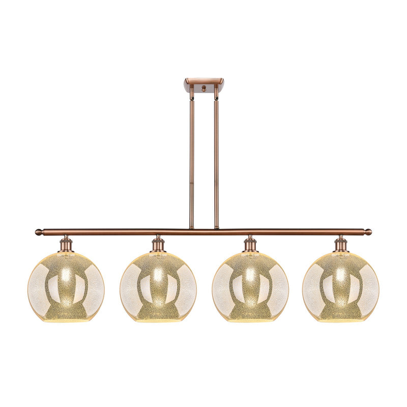 Innovations Athens 50in 4-Light Island Light | Industrial Antique Copper Steel and Mercury Glass | Kitchen Island & Dining Room | Model 516-4I-AC-G128-12