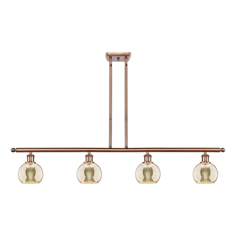 Innovations Athens 48in 4-Light Island Light | Industrial Antique Copper Steel and Mercury Glass | Kitchen Island & Dining Room | Model 516-4I-AC-G128-6