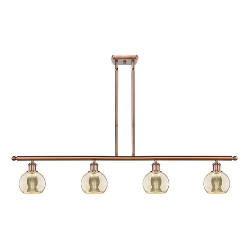Innovations Athens 48in 4-Light Island Light | Industrial Antique Copper Steel and Mercury Glass | Kitchen Island & Dining Room | Model 516-4I-AC-G128-6
