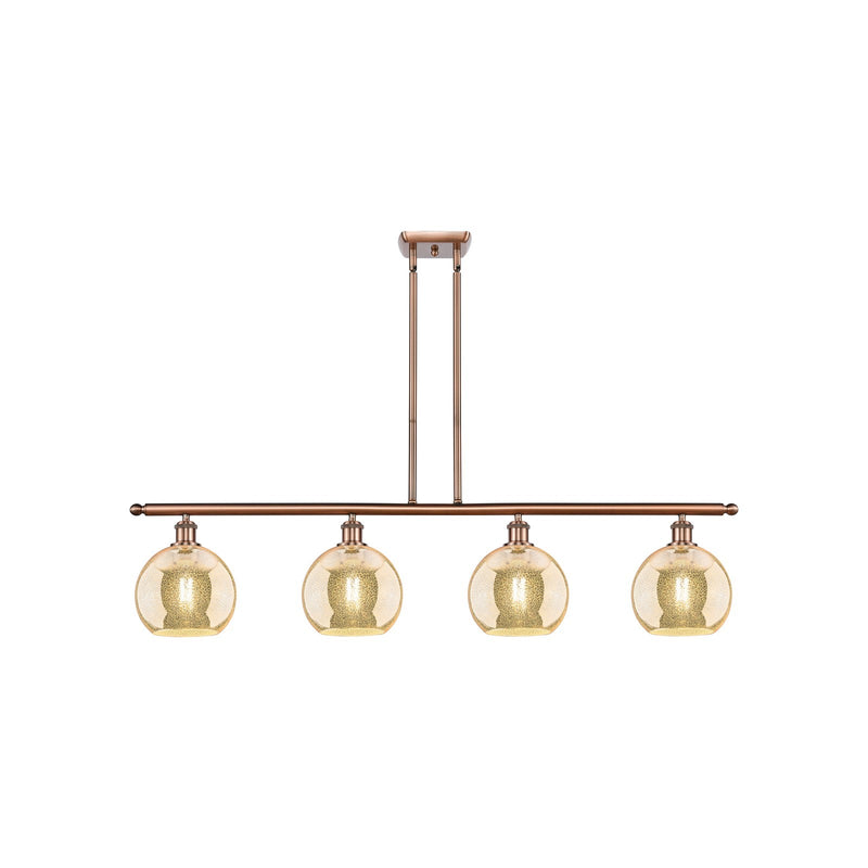 Innovations Athens 48in 4-Light Island Light | Industrial Antique Copper Steel & Mercury Glass | Kitchen Island | Model 516-4I-AC-G128-8