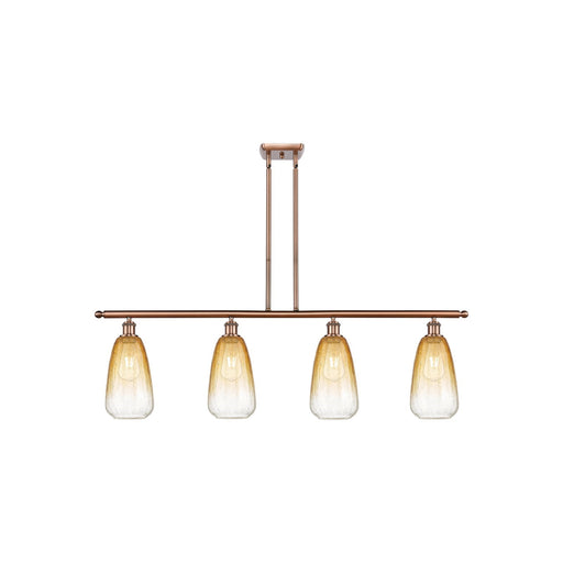 Innovations Brookhaven Almond 48in 4-Light Island Light | Industrial Antique Copper Steel and Amber Glass | Kitchen Island | 48 | Model 516-4I-AC-G480-6AM