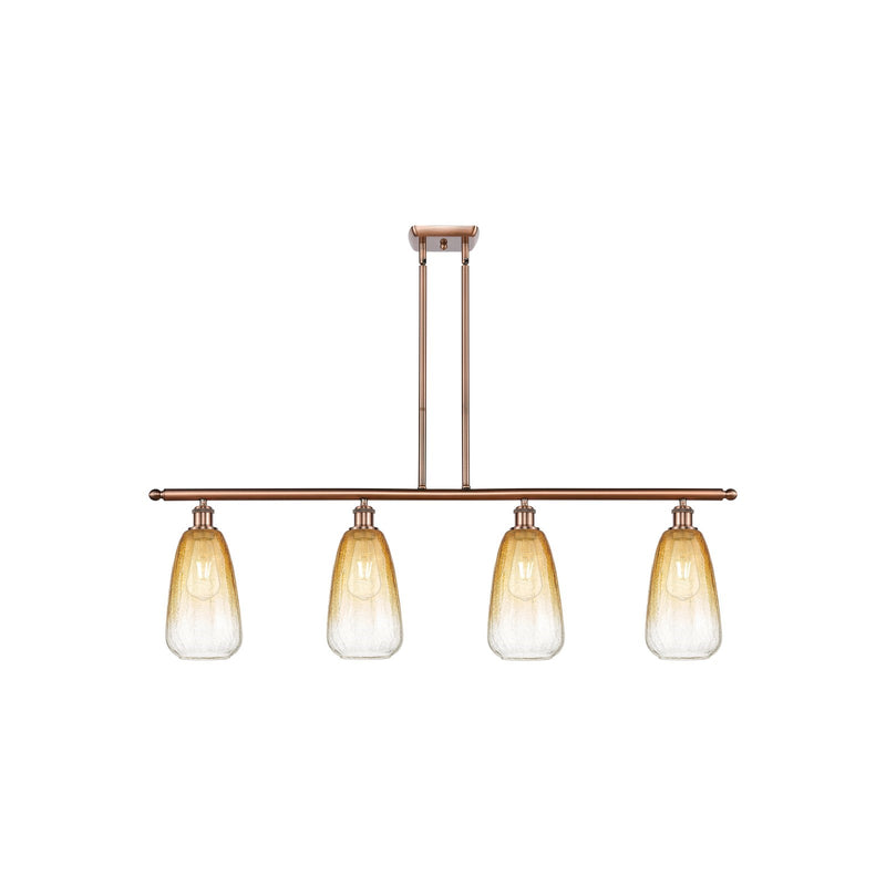 Innovations Brookhaven Almond 48in 4-Light Island Light | Industrial Antique Copper Steel and Amber Glass | Kitchen Island | 48 | Model 516-4I-AC-G480-6AM